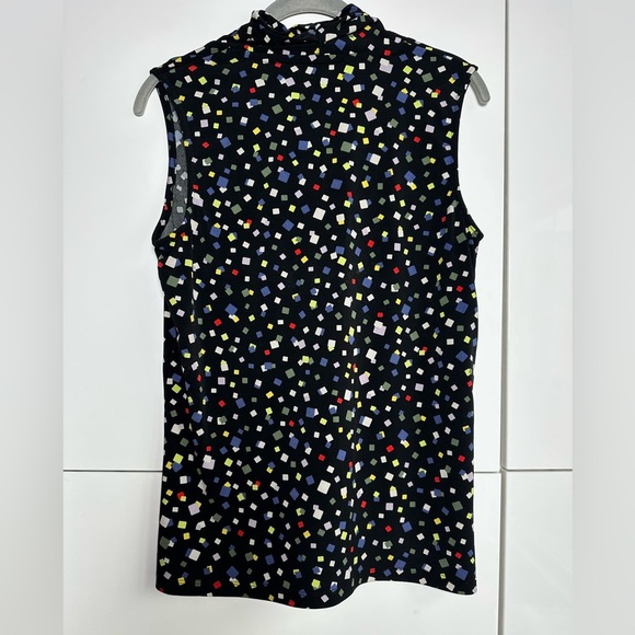 Anne Klein Sleeveless Blouse Confetti Print Size Small Office Wear to Work - Picture 3 of 5